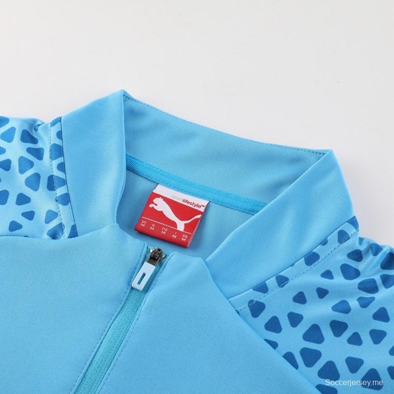 25/26 مانشستر سيتي سترة نصف سحاب أزرق سماوي أزرق سماوي+بنطلون طويل