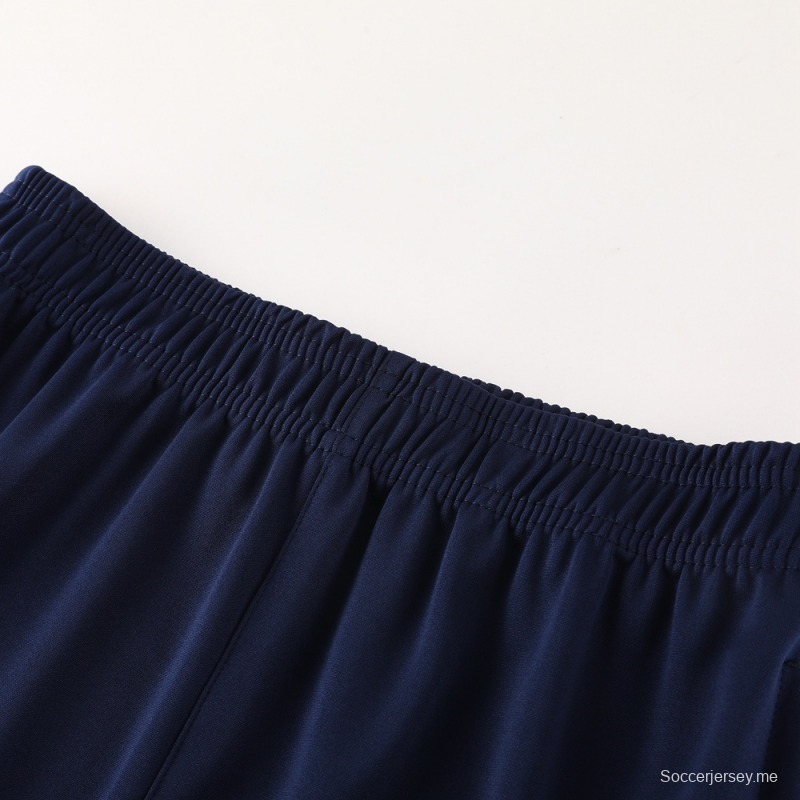 2025 فرنسا 2025 جاكيت أزرق ملكي نصف سحاب أزرق + بنطلون طويل