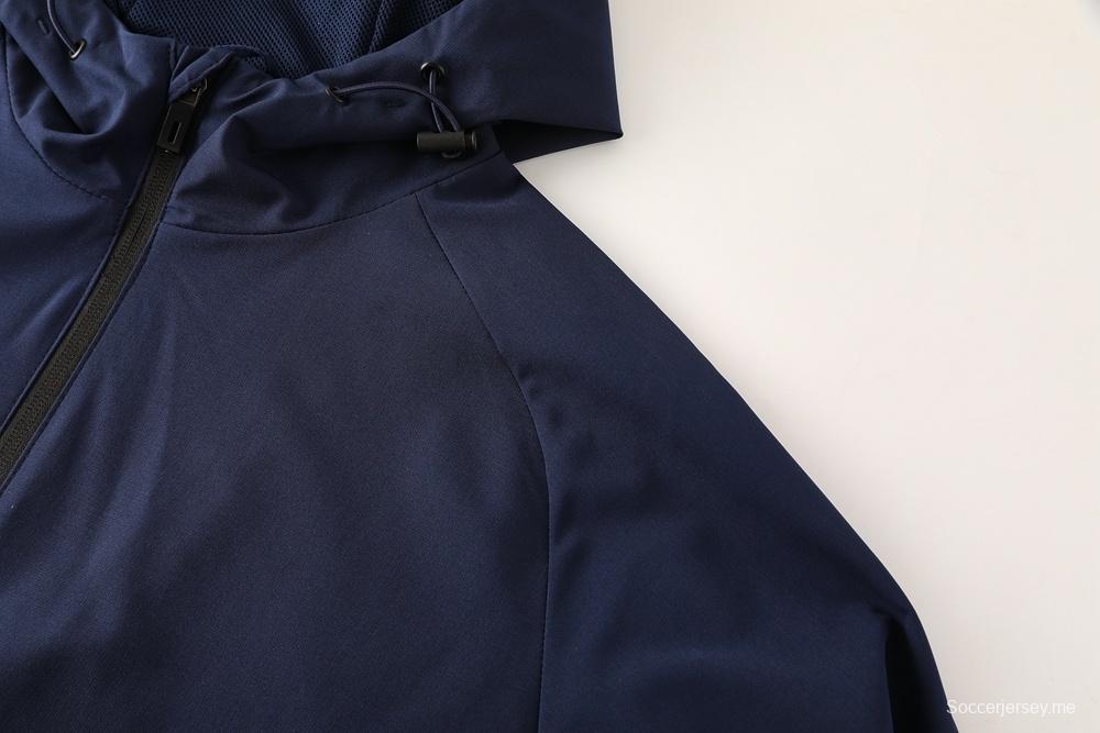 2025 أديداس 2025 جاكيت أزرق ملكي نصف سحاب أزرق + بنطلون طويل S-2XL