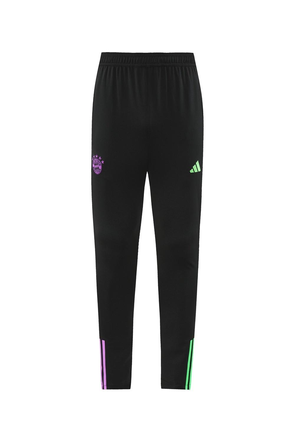 23/24 بايرن ميونخ أسود S-2XL أسود جاكيت نصف سحاب + بنطلون طويل + بنطلون طويل