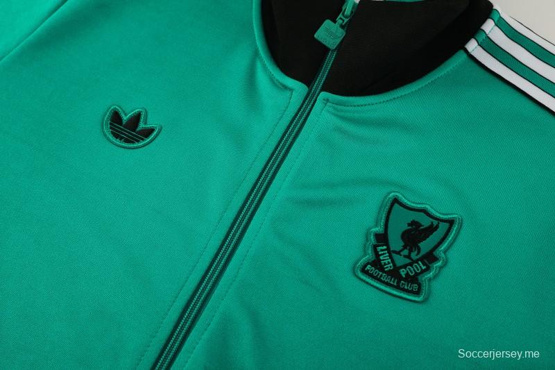 25/26 ليفربول جاكيت أخضر بسحاب كامل + بنطلون طويل + جاكيت أخضر بسحاب كامل