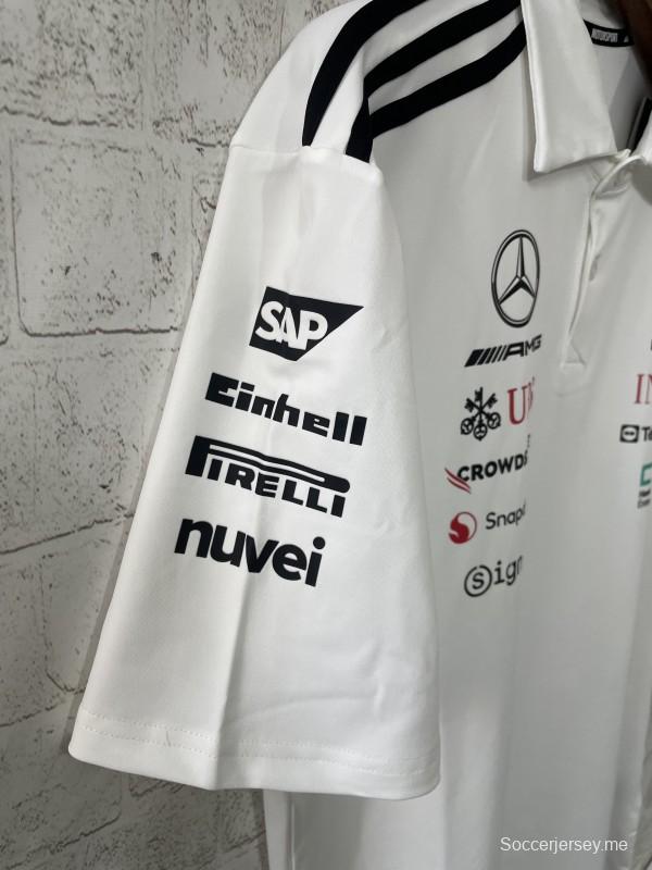 2026 قميص بولو أبيض لفريق مرسيدس-AMG بتروناس للفورمولا 1 F1 2026