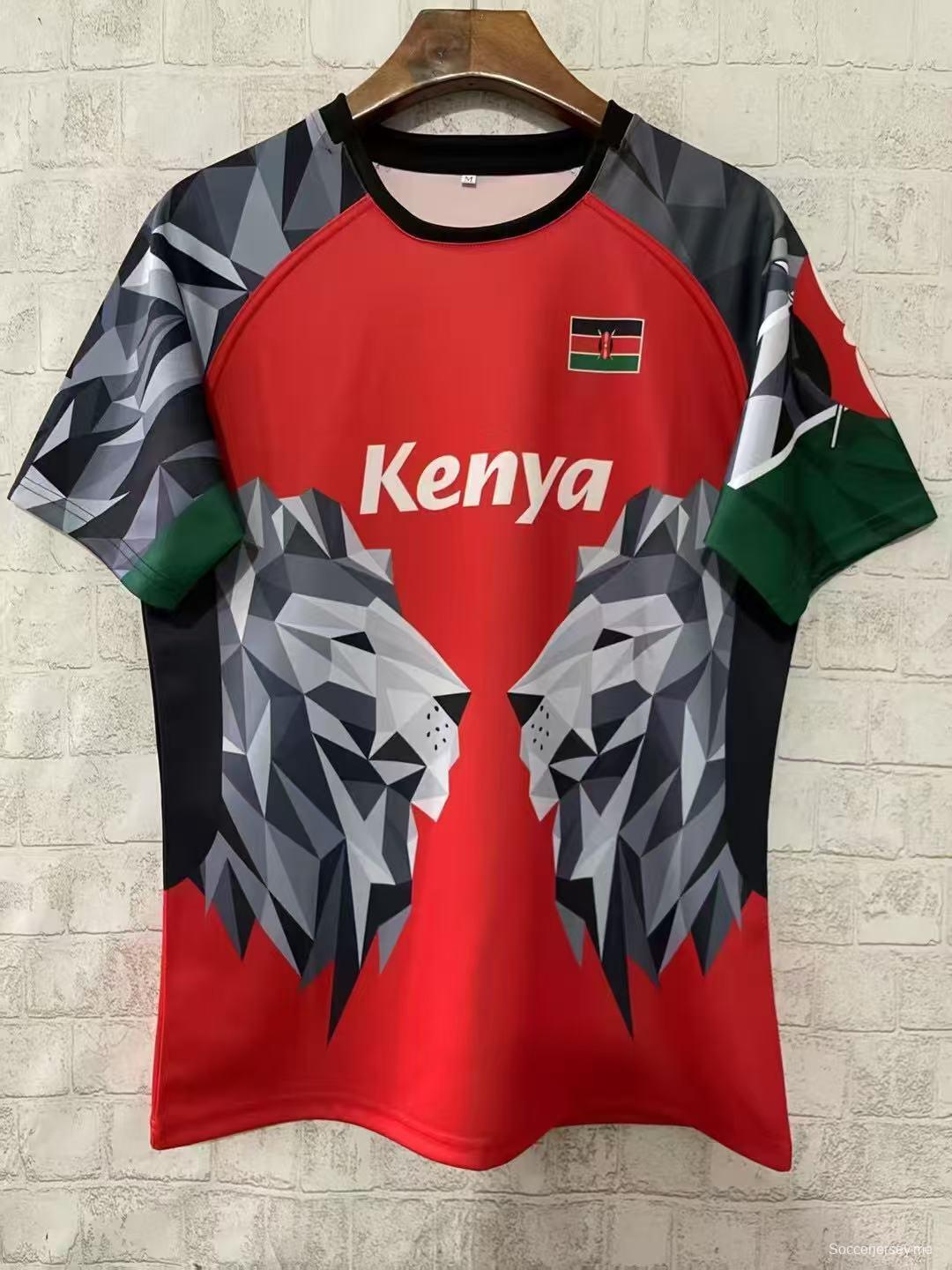 2026 قميص أسد كينيا الأحمر الهندسي 2026