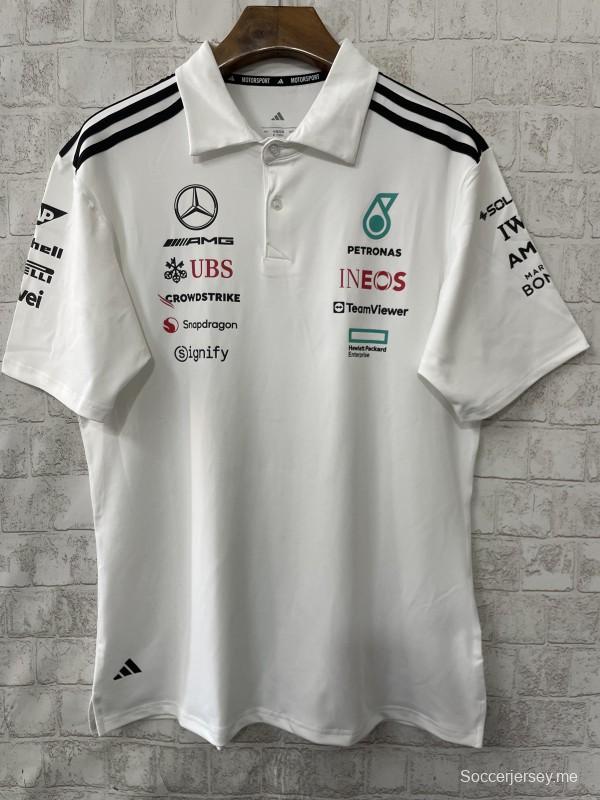 2026 قميص بولو أبيض لفريق مرسيدس-AMG بتروناس للفورمولا 1 F1 2026