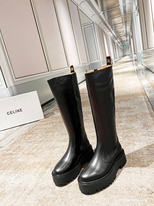 Celine 2025/ss Triomphe Side Zipper Knee High Boots - L Y00420