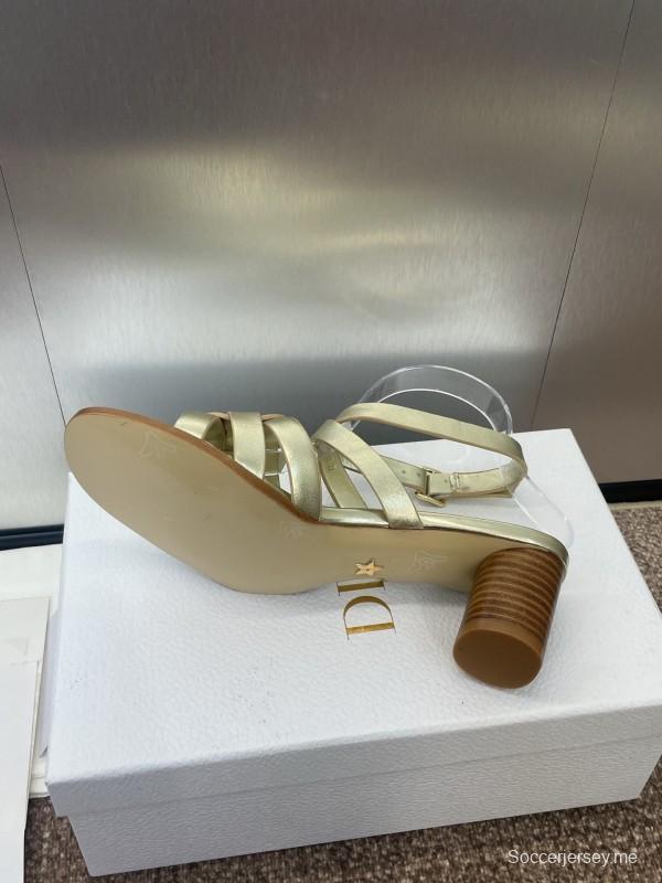 حذاء ديور D-Club D-Club جيلي ملون مجوف بحزام متقاطع ذو كعب متوسط للنساء - KFY00290