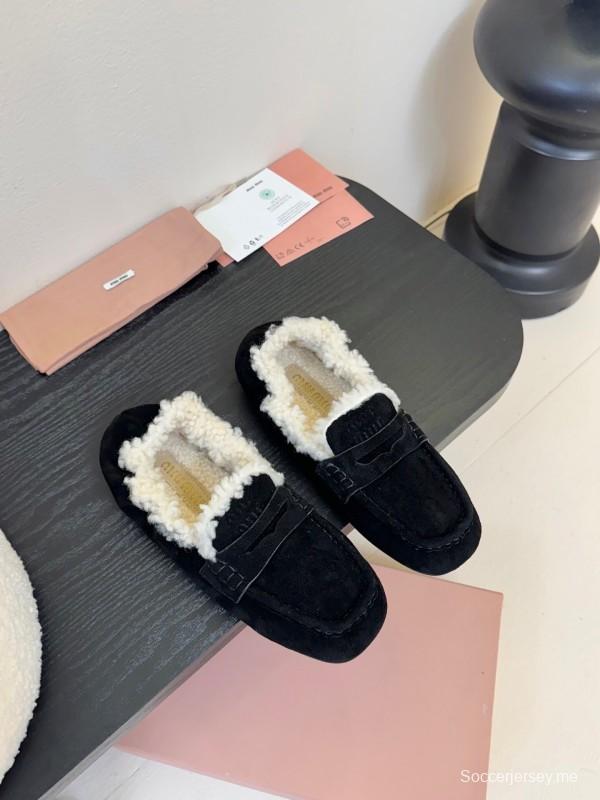 حذاء قطني من الصوف بنعل سميك بنمط بريطاني جديد من الصوف - KFY00320