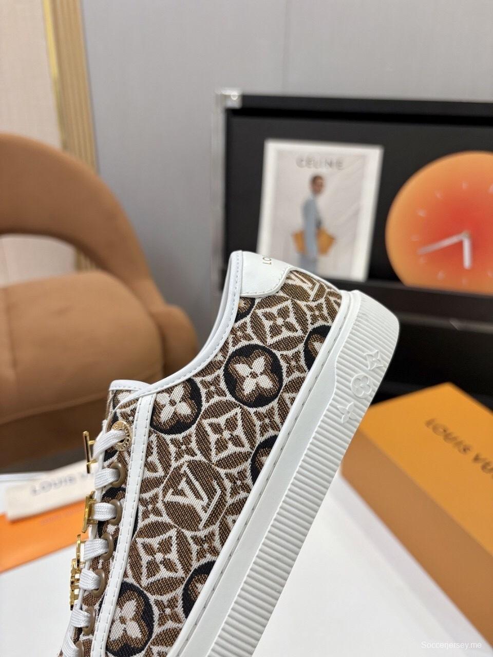 حذاء تزلج رياضي من سلسلة لويس فويتون لاجون بنعل سميك بنقشة الدنيم - AS00300