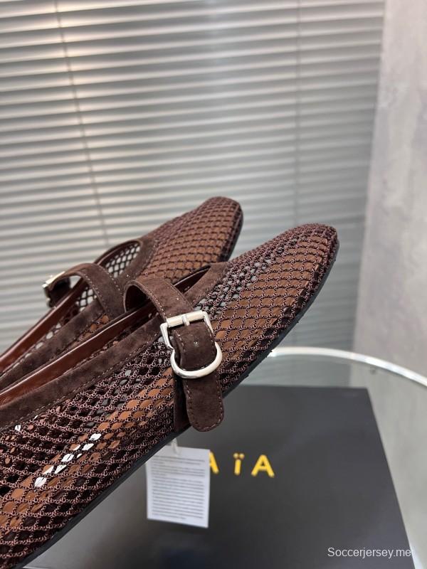 ALAIA 2025/SS صندل مسطح شبكي جديد بلون جديد - KFY00270