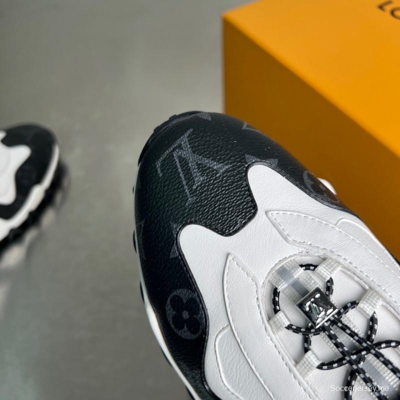 حذاء Lv RUSH من لويس فويتون Lv RUSH من جلد العجل المعدني LV الدائري الدائري المقاوم للانزلاق، حذاء كاجوال منخفض الكمال - YC