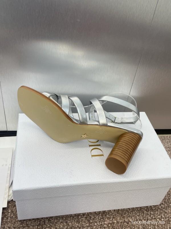 حذاء ديور D-Club D-Club جيلي ملون مجوف بحزام متقاطع ذو كعب عالٍ نسائي - KFY00290