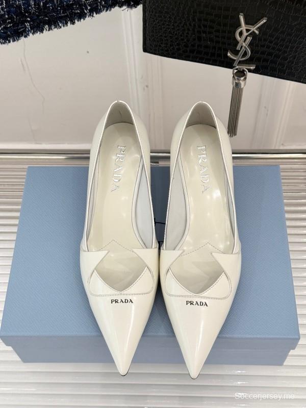 PRADA 2025/SS حذاء فردي بكعب مدبب من الأمام بكعب واحد - KFY00310