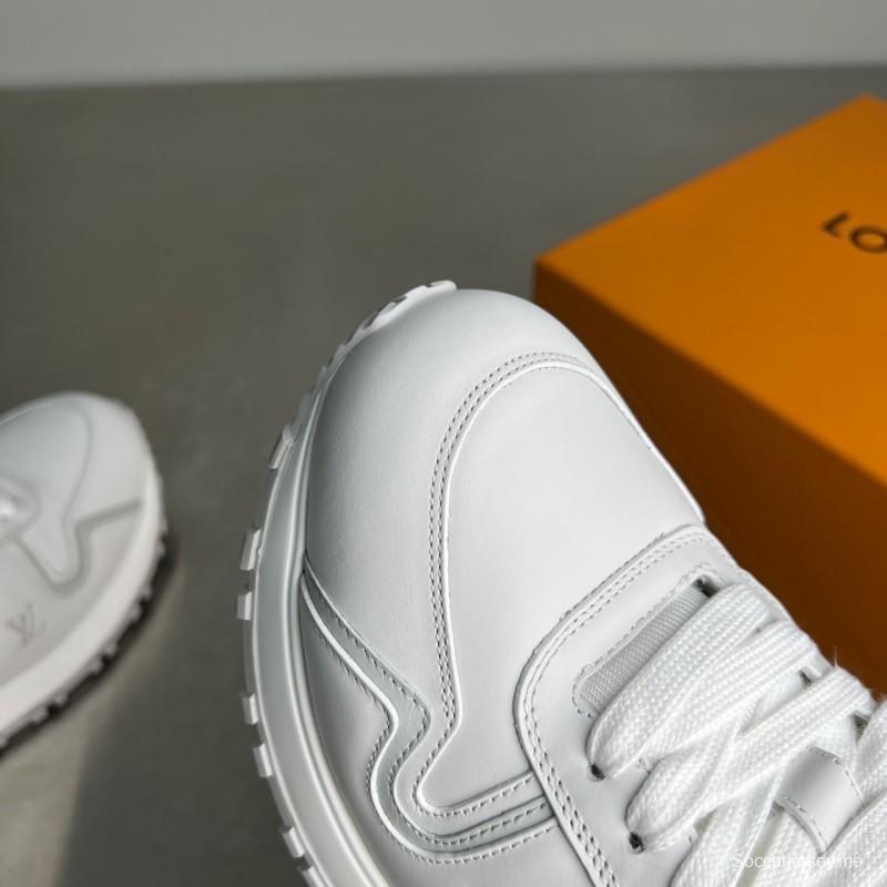 حذاء Lv الجلدي برباط مستدير من الأمام والرباط فوق الحذاء المسطح المسطح الكاجوال المسطح - YC