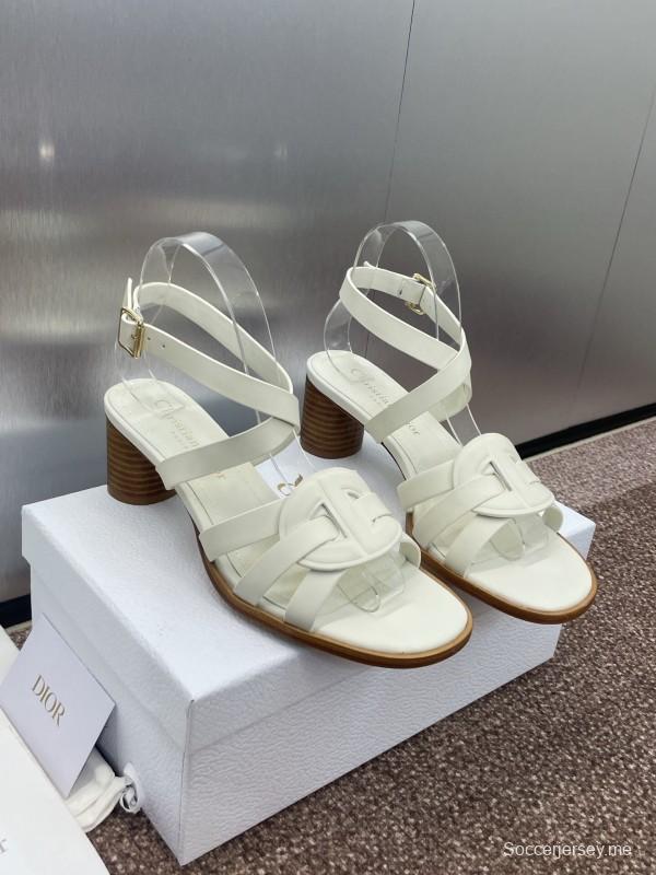 حذاء ديور D-Club D-Club جيلي ملون مجوف بحزام متقاطع ذو كعب متوسط للنساء - KFY00290