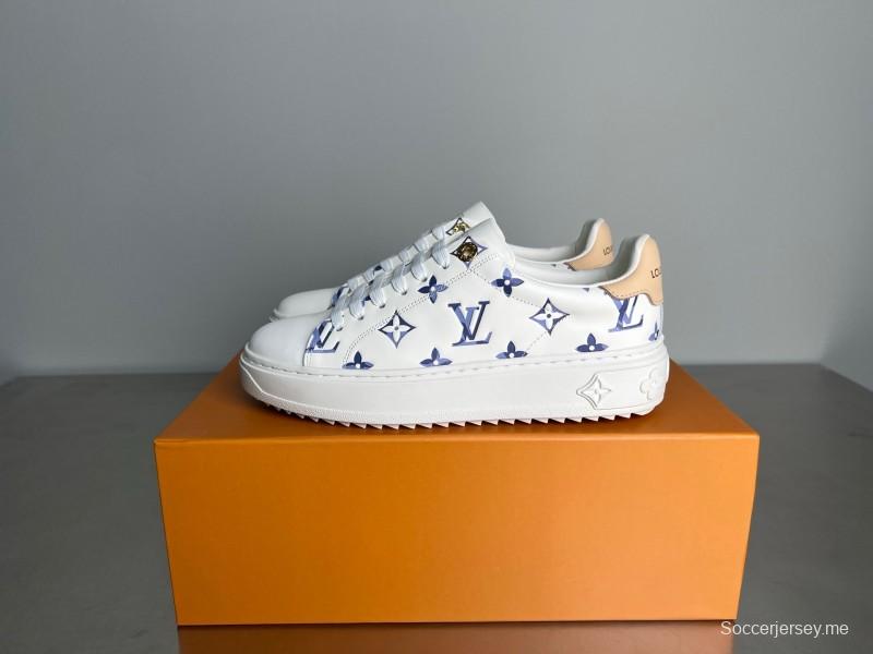 لويس فويتون تايم آوت من مجموعة Cherry Blossom Collection جلد بمقدمة مستديرة ومسطحة ومنخفضة القمة للنساء - YC