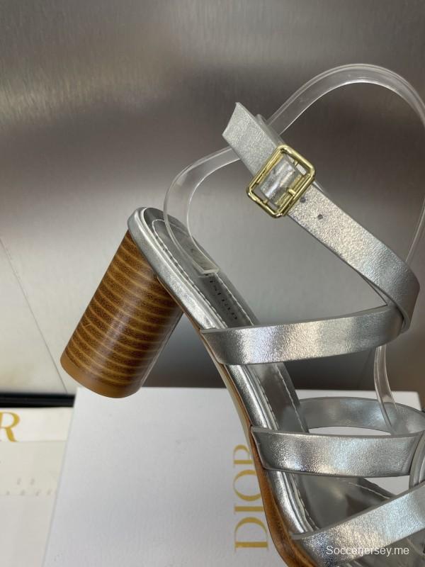 حذاء ديور D-Club D-Club جيلي ملون مجوف بحزام متقاطع ذو كعب عالٍ نسائي - KFY00290