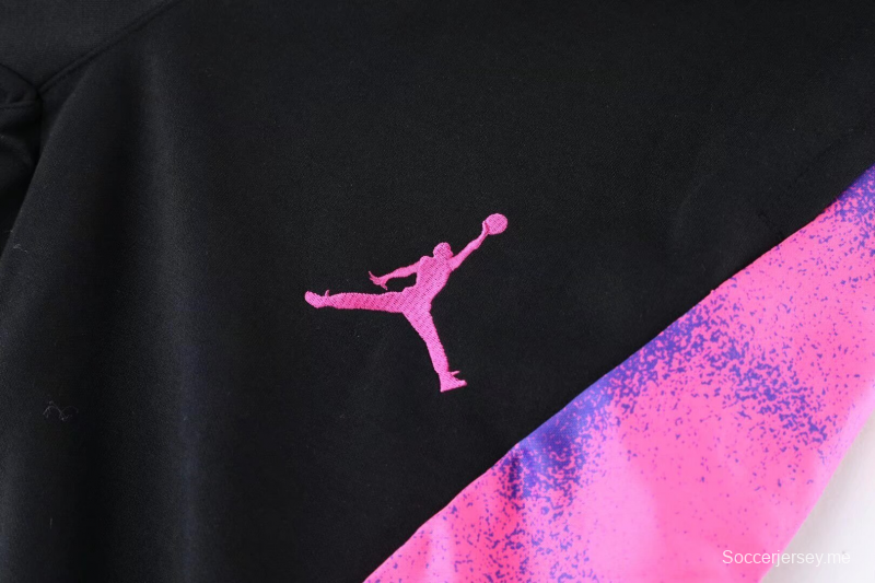 2025 اير جوردان اير جوردان جامب مان 2025 هودي أسود بنفسجي هودي أسود سحاب كامل + بنطال طويل