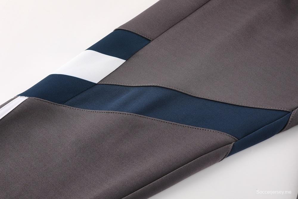 25/26 ريال مدريد سترة رمادي فاتح بسحاب كامل رمادي + بنطلون طويل + بنطلون طويل