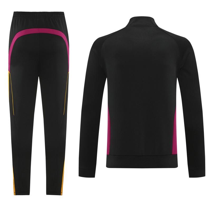 25/26 روما جاكيت أسود كامل بسحاب أسود + بنطلون طويل + بنطلون طويل