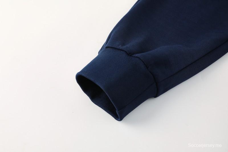 25/26 برشلونة 01 هودي أزرق ملكي بسترة زرقاء كاملة بسحاب + بنطال طويل