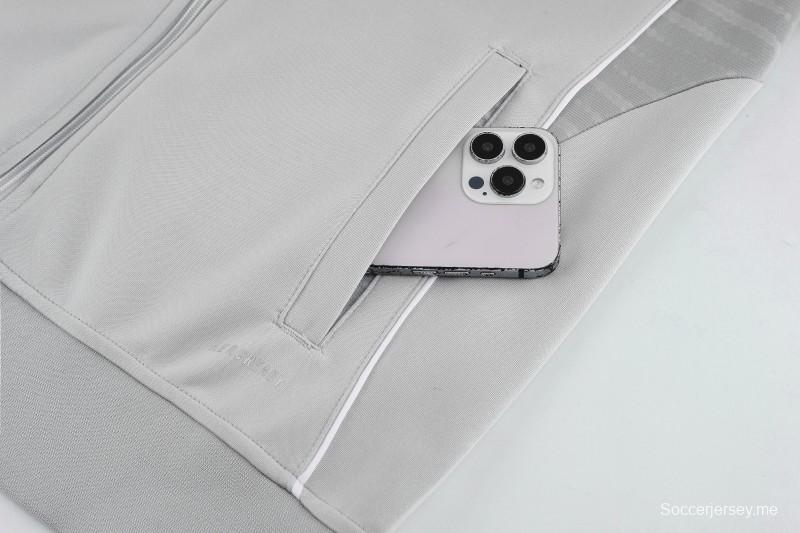 2025 أديداس 2025 جاكيت أديداس رمادي كامل بسحاب + بنطلون طويل