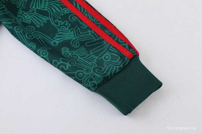 2025 مكسيكو 2025 جاكيت أخضر بسحاب كامل + بنطلون طويل