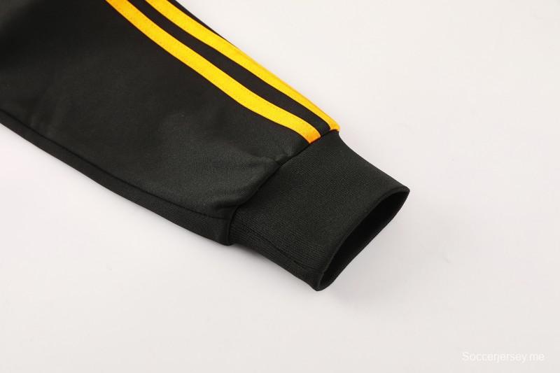 25/26 روما جاكيت أسود كامل بسحاب أسود + بنطلون طويل + بنطلون طويل