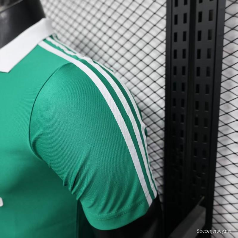 نسخة اللاعب 2026 قميص منتخب المكسيك 2026 ريترو أرض الوطن أخضر بياقة بيضاء