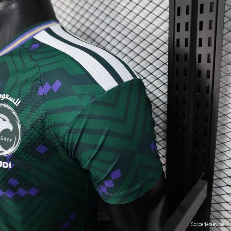 إصدار اللاعب 2026 قميص المنتخب السعودي 2026 أخضر اللون الأخضر بنقشة الماس الهندسية