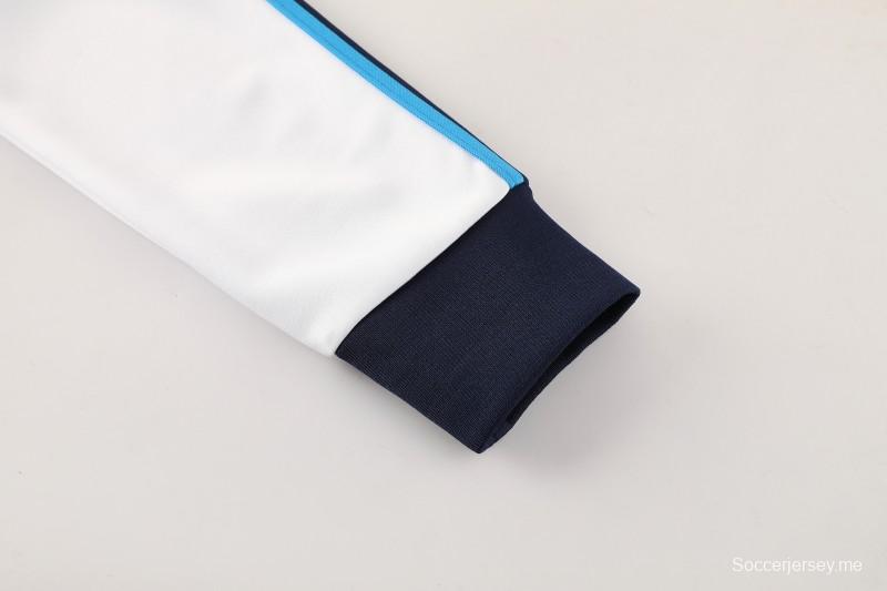 25/26 أس أس سي نابولي سترة رياضية بيضاء بسحاب كامل + بنطلون طويل