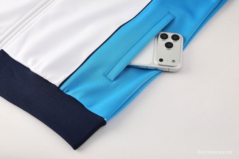 25/26 أس أس سي نابولي سترة رياضية بيضاء بسحاب كامل + بنطلون طويل