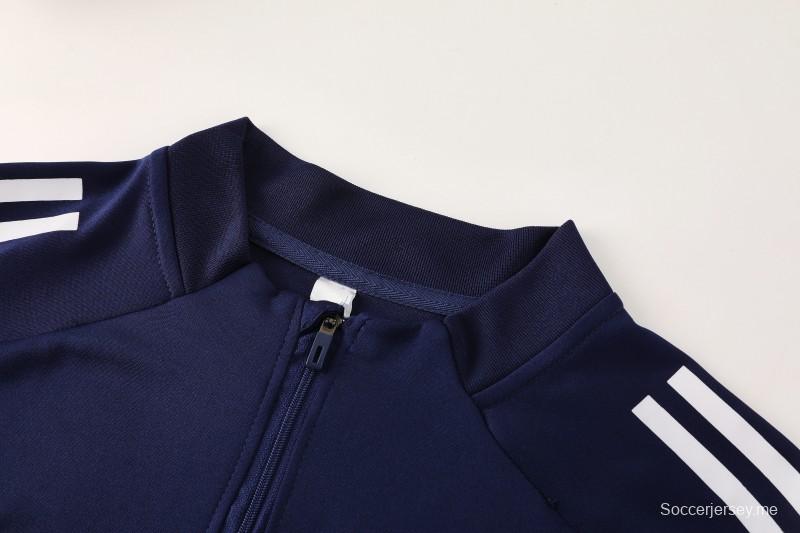 25/26 أديداس سترة رياضية بسحاب كامل أزرق كحلي + بنطلون طويل + سترة رياضية + بنطلون طويل