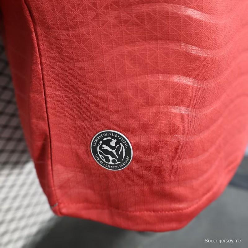 نسخة اللاعب 2026 قميص منتخب البرتغال بأكمام طويلة باللون الأحمر بنقشة موجات أفقية