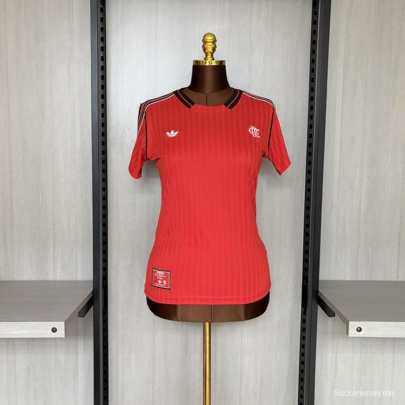 25/26 قميص نسائي فلامنكو ريترو أحمر اللون أحمر اللون