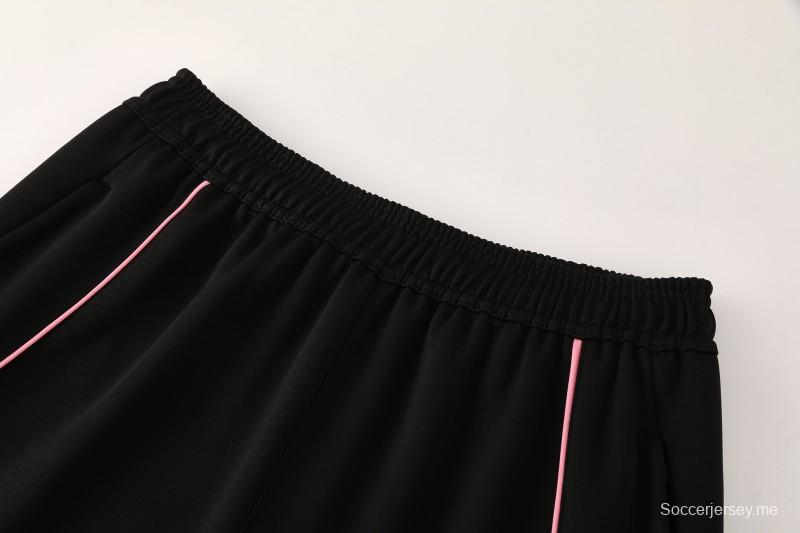 25/26 يوفنتوس جاكيت رياضي أسود بسحاب كامل أسود + بنطلون طويل + جاكيت رياضي أسود