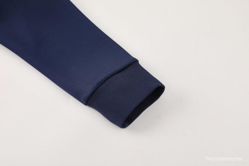 25/26 أرسنال سترة رياضية بسحاب كامل أزرق داكن اللون الأزرق الداكن + بنطلون طويل