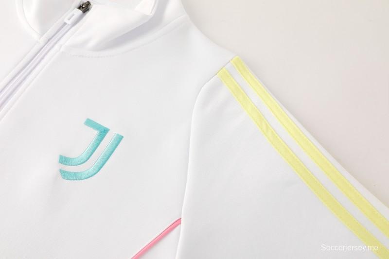 25/26 يوفنتوس جاكيت رياضي أبيض بسحاب كامل + بنطلون طويل + جاكيت يوفنتوس أبيض