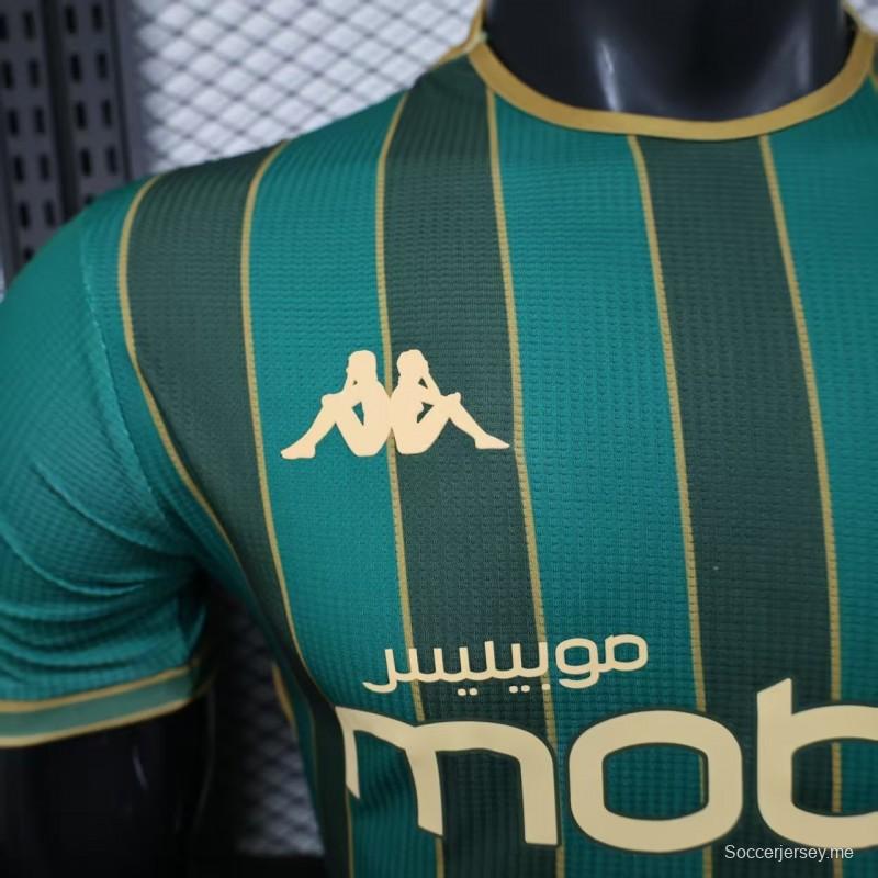 25/26 نسخة اللاعب شبيبة القبائل نسخة شبيبة القبائل القميص ذو الخطوط العمودية الخضراء الصفراء