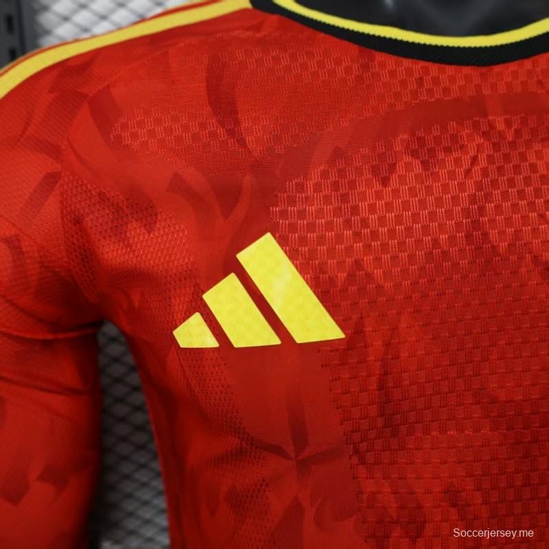 إصدار اللاعب 2026 بلجيكا 2026 قميص بأكمام طويلة أكمام حمراء اللون الأحمر