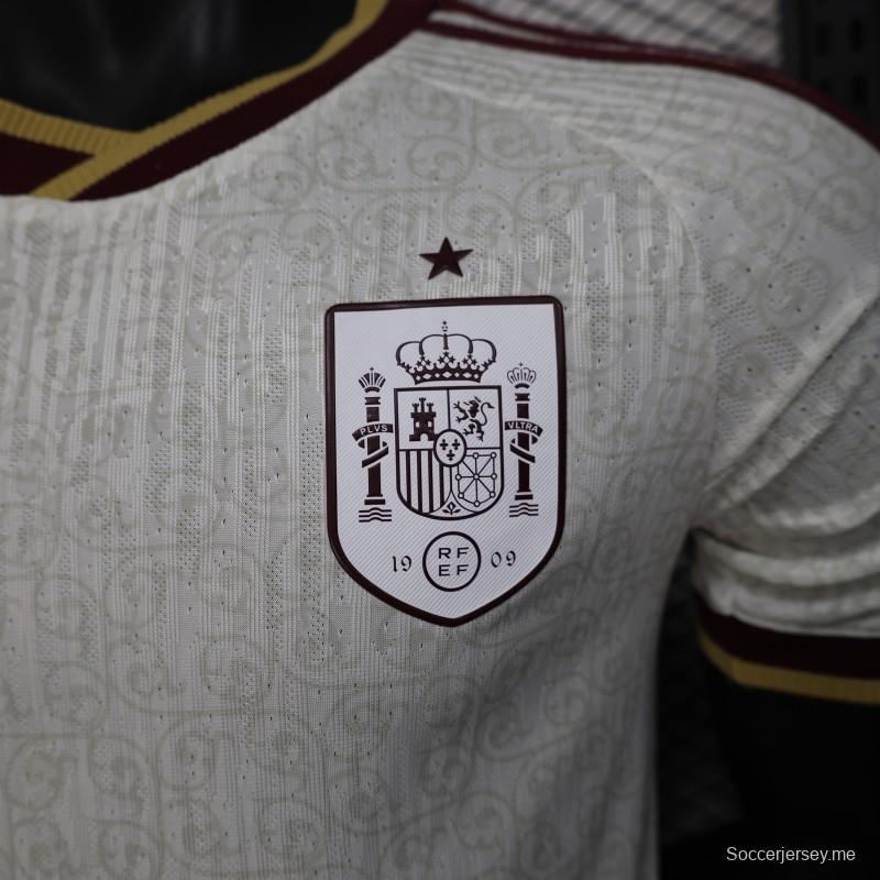 2026 نسخة اللاعب 2026 قميص منتخب إسبانيا خارج الديار أوف وايت