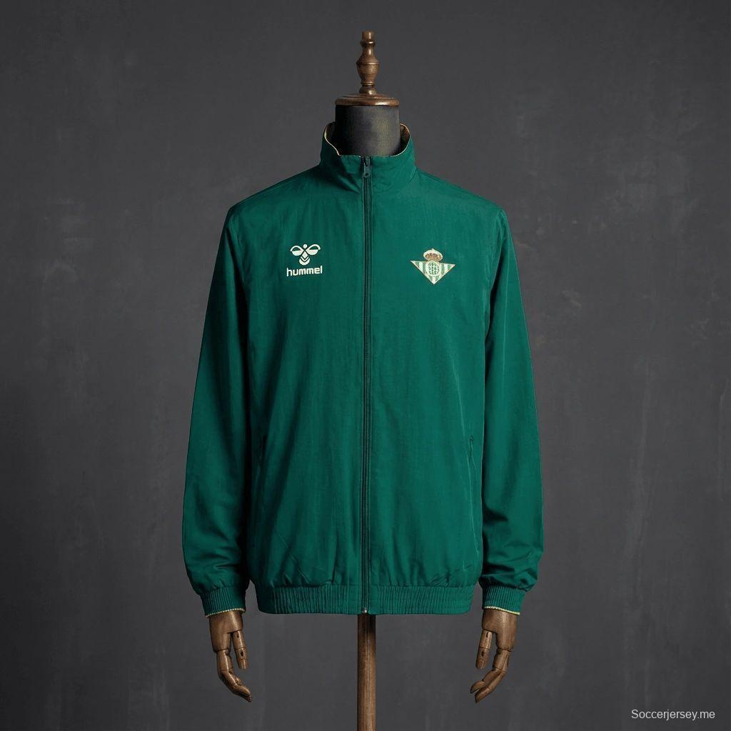 2026 ريال بيتيس سترة خضراء وصفراء قابلة للانعكاس بسحاب كامل