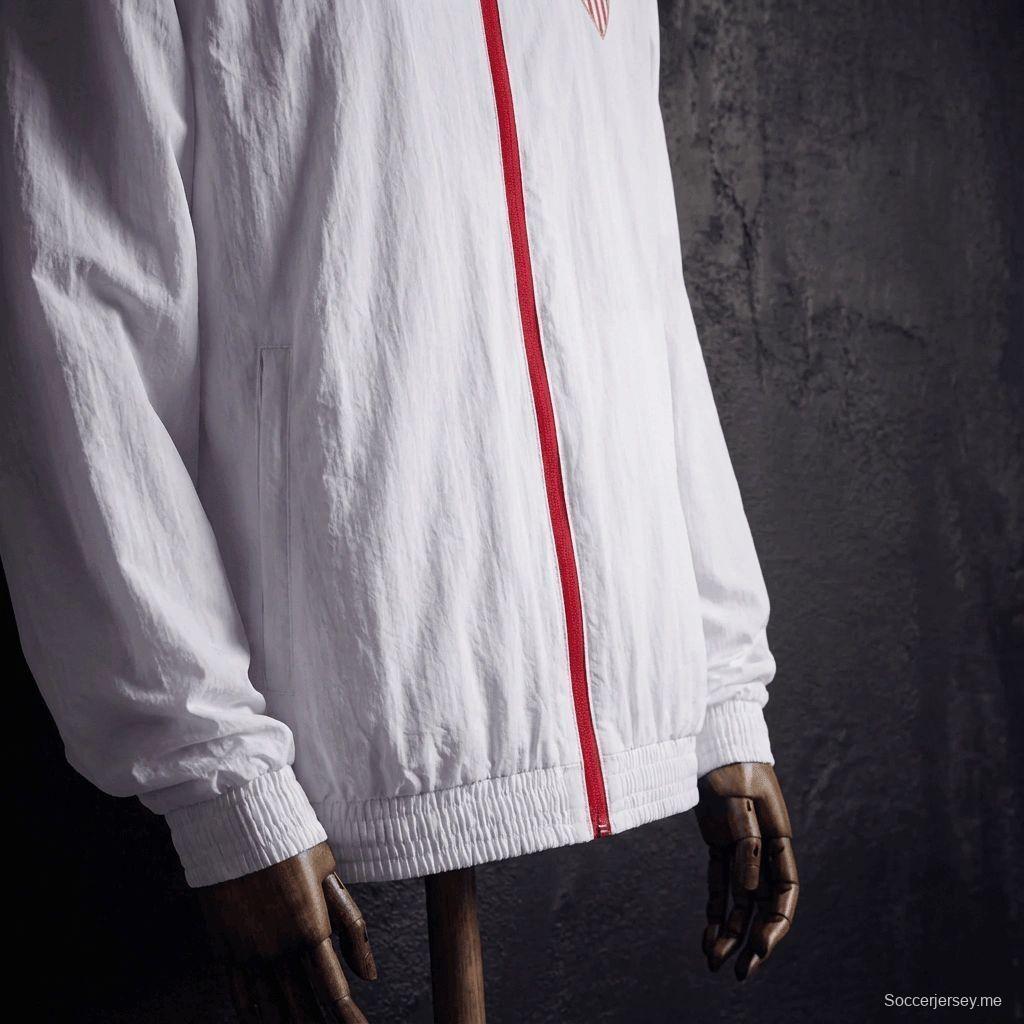 2026 سترة سيفاليا FC حمراء وبيضاء قابلة للانعكاس بسحاب كامل