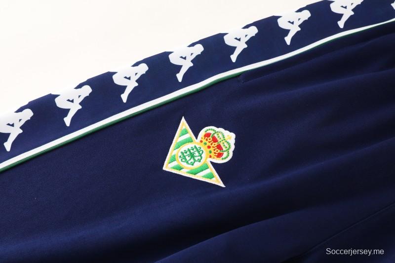 26/27 ريال بيتيس × كابا أزرق داكن  طقم رياضي مع سترة بسحاب كامل + بنطال طويل