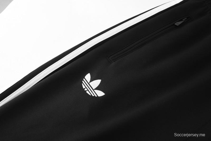 2026 سترة سوداء من أديداس بسحاب كامل + بنطال طويل