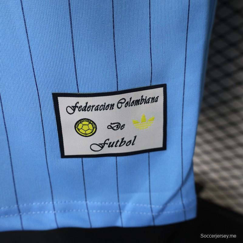 قميص اللاعب الإصدار 2026 بلون أزرق كولومبي مع أيقونات التراس