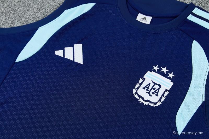 26/27 سترة تدريب أرجنتينية زرقاء داكنة بلا أكمام + شورت كرة قدم