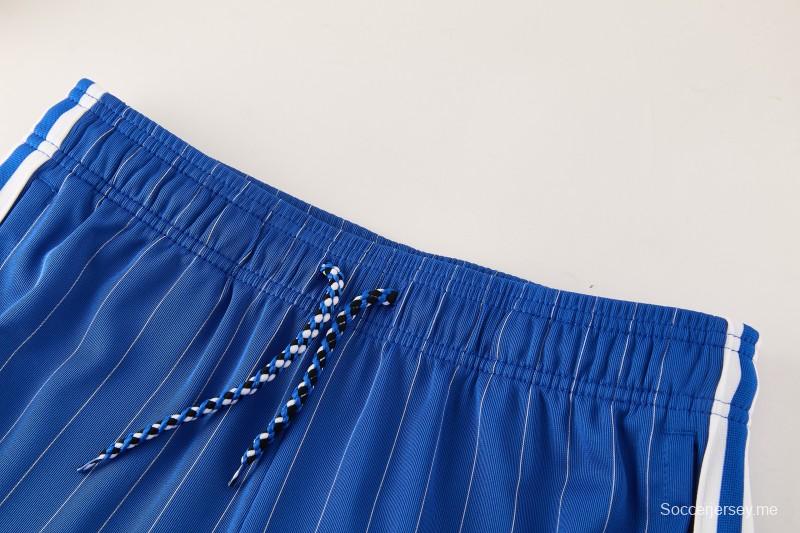 26/27 قميص تشيلسي ذو أشرطة بيضاء بأكمام قصيرة + شورت كرة قدم أزرق