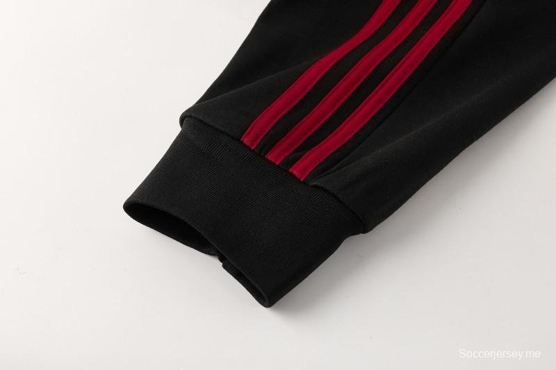 26/27 ليفربول  طقم رياضي أسود بغطاء للرأس وسحاب كامل + بنطال طويل