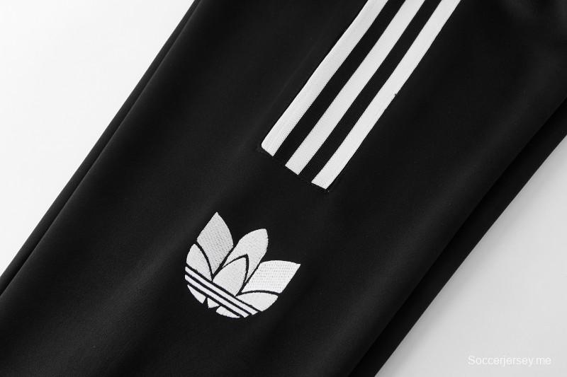 2026 سترة سوداء من أديداس بسحاب كامل + بنطال طويل