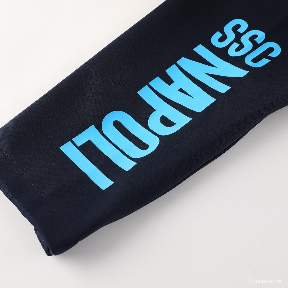 26/27 نابولي أزرق داكن  طقم رياضي مع سترة بسحاب كامل + بنطال طويل